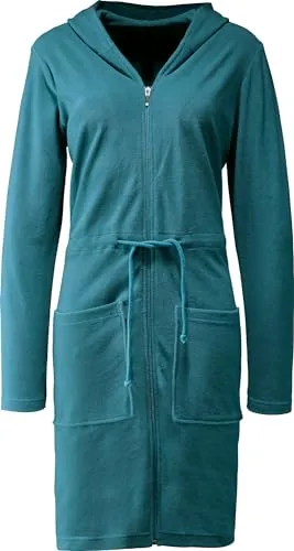 Erwin Müller Damen-Bademantel Limbach mit Kapuze in petrol von Erwin Müller