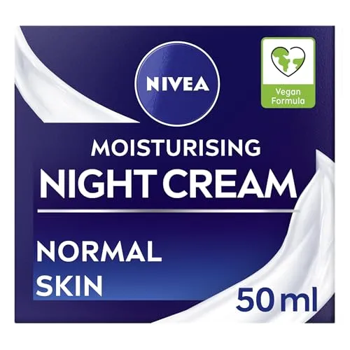 NIVEA Feuchtigkeitsspendende Nachtcreme (50 ml), 24 Stunden über Nacht Feuchtigkeitscreme für normale Haut, Mit Pro Vitamin B5 und Vitamin E für eine verbesserte Hautpflege bei Nacht