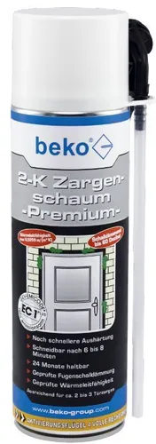 Beko 2K Zargenschaum 400ml - Vielseitiger Montageschaum - Bauschaum ideal zum Füllen, Dämmen und Isolieren von Fugen und Hohlräumen. Trocknet schnell nach 3 Stunden und bietet eine starke Haftung für Türzargen und mehr.