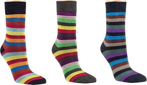 Riese 3er Pack Damen Bambussocken Ringel ohne Gummi Softrand weich bequem