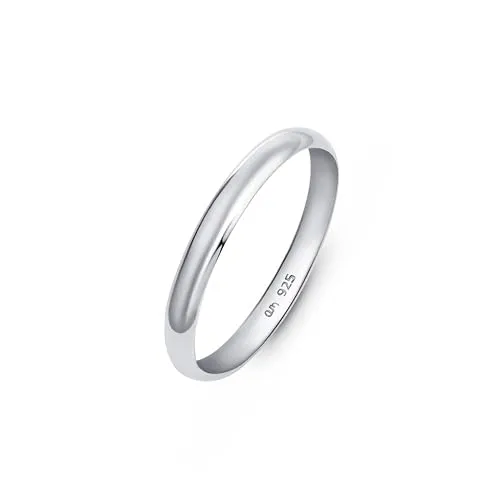 Amberta Damen Hochzeits Ring aus 925 Sterling Silber: 2.5 mm Sterling Silber Hochzeitsringe für Frauen - Ringgröße 48