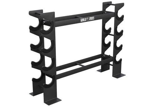 GORILLA SPORTS Kurzhantelständer - Kurzhantelständer mit 8 Ablagen und 2 Ebenen, bietet Platz für bis zu 300 kg Hanteln, aus robustem Stahl für maximale Stabilität und Langlebigkeit.