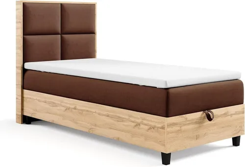Best for Home Boxspringbett Einzelbett Trinity K-2 Plate mit Stauraum & Komfort Topper H3 (70-100x200 cm) - Das Best For Home Trinity K-2 Boxspringbett vereint stilvolles Design mit praktischem Stauraum. Ergonomische 7-Zonen-Bonnell-Federkernmatratze und 7 cm PUR-Schaum-Topper sorgen für hohen Schlafkomfort und eine ordentliche Schlafumgebung.