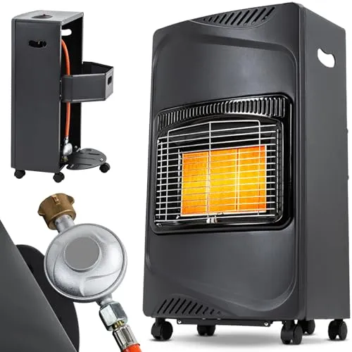 Heidenfeld Gasheizung Inferno GH100 - 4200 Watt Heizstrahler, leistungsstark und mobil mit 3 Heizstufen und ODS-Sicherheitssystem