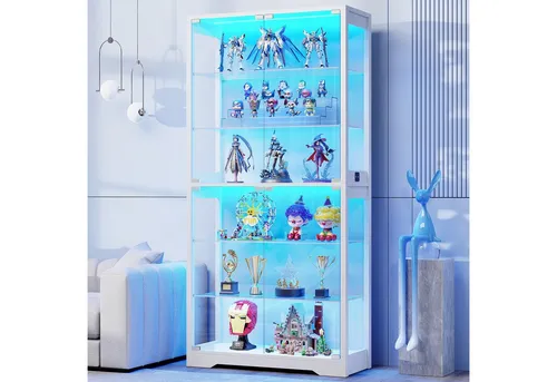 BROTTAR Glasvitrine mit 6 Ebenen und LED-Beleuchtung