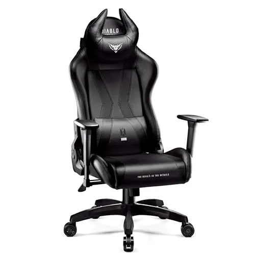 Diablo Gaming Stuhl X-Horn 2.0 - Ergonomischer Schreibtischstuhl mit 3D Armlehnen - Gaming-Stuhl mit ergonomischem Design, Wippfunktion und Memory-Schaum-Kissen für optimalen Sitzkomfort und Unterstützung während langer Gaming-Sessions oder Büroarbeit.