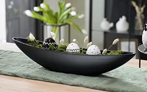 Dekoleidenschaft Dekoschale Modern in schwarz, 63 cm lang, universell einsetzbar als Pflanzschale, Snackschale, Kerzenleiste, Obstschale, Schmuckschale