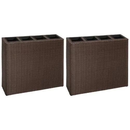 vidaXL 2X Hochbeet mit 4 Töpfen - Hochwertiges Pflanzgefäß aus langlebigem Poly Rattan, ideal für Garten, Balkon und Terrasse