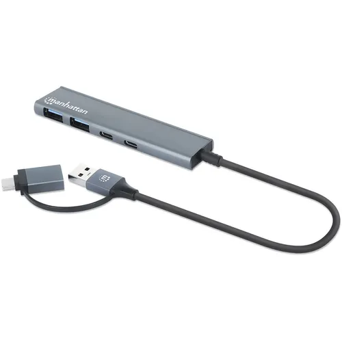 Manhattan 4-Port USB A/C Hub 2x USB-A 2x USB-C Ports