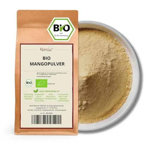 Kamelur BIO Mango Pulver 250g - Trockenfrüchte: 100% natürliches, gefriergetrocknetes Mangopulver ohne Zusätze, ideal für Smoothies, Porridge und mehr – in umweltfreundlicher Verpackung!