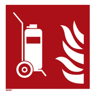 Brandschutzzeichen Fahrbarer Feuerlöscher Typ: 12150 - Feuerlöscher, tragbar und effizient, für schnellen Zugriff im Notfall, ideal für Unternehmen und öffentliche Einrichtungen.