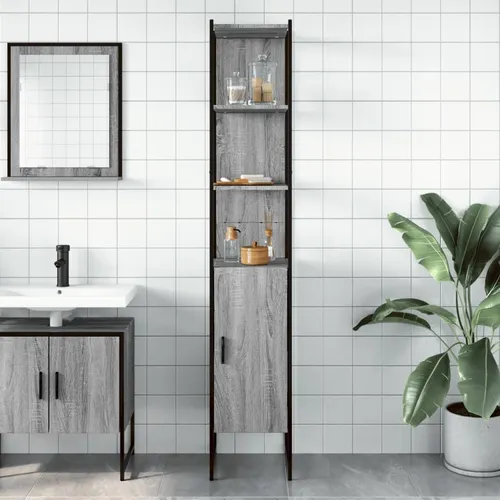 vidaXL Badschrank Grau Sonoma 33x33x185,5 cm