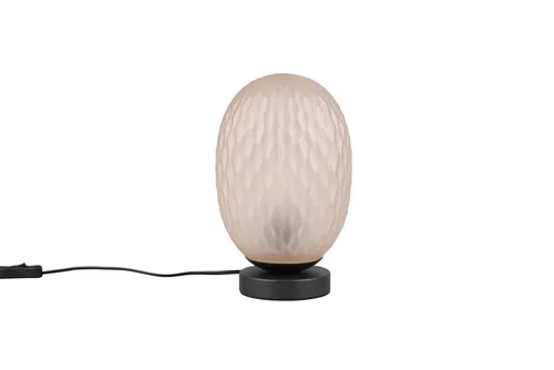 TRIO Leuchten Tischleuchte FACETTE – Stilvolle Nachttischlampe mit Glas-Schirm - Moderne Tischleuchte mit auffälligem Glas-Schirm und blendfreier Lichtverteilung. Ideal für stimmungsvolle Akzente in Wohnräumen. Exkl. Leuchtmittel, Höhe 29cm.