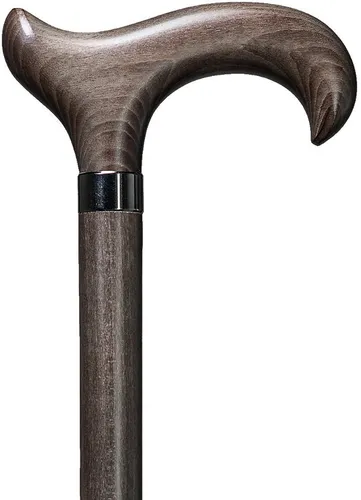Stockshop Gehstock X-SIZE Derby GREY - 110 cm mit Stahlkern - Ergonomischer Derby-Griff mit breiter Handauflage und stabiler Buche. Ideal für Übergrößen bis 180 kg, anpassbar auf individuelle Länge. Inklusive Gummipuffer für sicheren Halt.