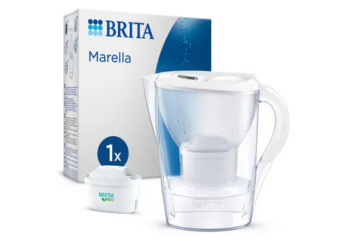 BRITA Wasserfilter Marella mit 1 MAXTRA PRO Filterkartusche - Tischwasserfilter mit 2,4l Fassungsvermögen, sorgt für frisches, gefiltertes Wasser und reduziert Kalk sowie Verunreinigungen.