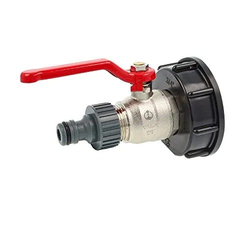 tecuro Kugelauslaufventil gerade mit Steckkupplung und IBC Adapter Grobgewinde S60 x 6