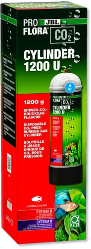 JBL PROFLORA CO2 CYLINDER 1200 U Einwegflasche 1,2 kg mit Standfuß - CO2 Ausstattung für Aquarien, hochqualitative Einwegflasche mit stabilen Standfuß für sicheren Einsatz.