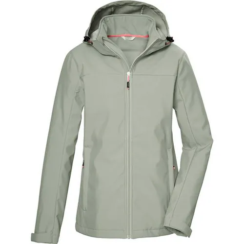 killtec Damen Softshelljacke KOS 102 WMN, helles Salbei - Funktionsjacken mit winddichter und wasserabweisender Eigenschaft, ideal für Outdoor-Aktivitäten – umweltfreundliche, PFAS-freie Imprägnierung und praktische Kapuze.