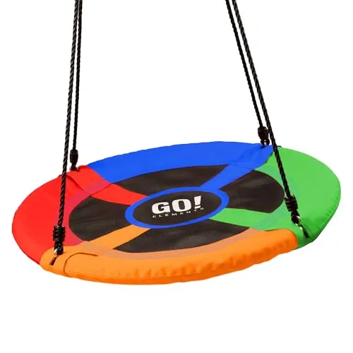 GO!elements Nestschaukel Outdoor | Höhenverstellbare Familienschaukel bis 150 KG - Schaukeln für Kinder & Erwachsene, wetterfestes 900D Oxford Gewebe, sicher gepolstert und flexibel anpassbar bis 1,60 m Seillänge für maximalen Spielspaß im Garten.