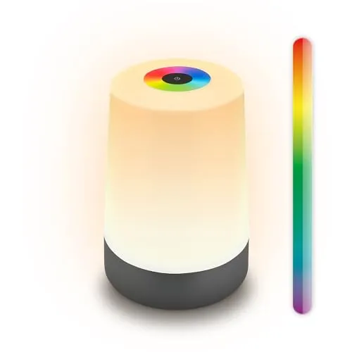 BRILONER - LED Tischlampe RGBW kabellos IP44 mit Touch, dimmbar, Akku tauschbar, Nachttischlampe, Leselampe, LED Lampe, Campinglampe, Tischleuchte, Akkulampe, Outdoor Lampe, 9x13 cm, Anthrazit matt