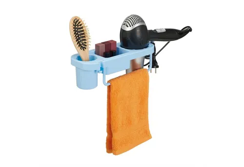 relaxdays Haartrocknerhalter Föhn Halterung für die Wand, (Hellblau)