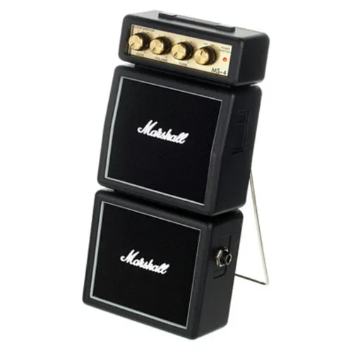 Marshall MS-4 Black Micro Stack Gitarrenverstärker - Verstärker im Minicombo-Design mit 2 Watt Leistung, ideal für Übung zu Hause oder unterwegs. Typische Marshall-Optik und hervorragender Klang für Gitarristen.