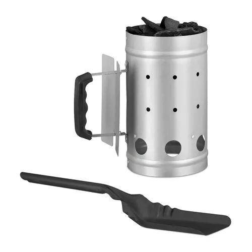 tlg. Grill-Set, Anzündkamin, Grillstarter, Kohlestarter, Kohlenschaufel Stahl 2