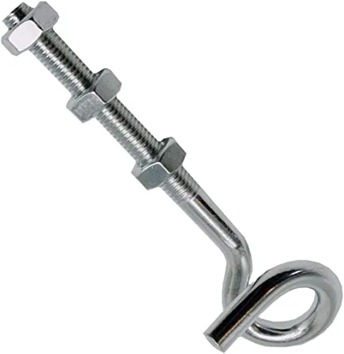 Christoph Palme Schraubhaken M10 x 140mm Deckenhaken mit Gewinde Stahl verzinkt Sicherheits-Schaukelhaken mit drei Gewindemutter Belastbarkeit max. 125kg