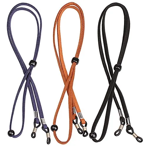 kuou 3 Stück Brillenband aus Leder - Universelle Brillenkette für Damen und Herren - Hochwertige Brillenbänder aus PU-Leder, 67 cm lang, verstellbar und rutschfest. Ideal für Sport und Outdoor-Aktivitäten, passend zu den meisten Brillen.