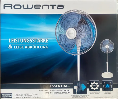 Rowenta VU4410F0 Essential+ Standventilator - Ventilatoren, leistungsstarker Standventilator mit 3 Geschwindigkeitsstufen für optimale Kühlung an heißen Tagen.