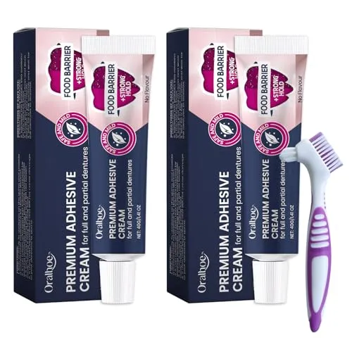 SNONESIY Haftcreme Extra-Super-Stark für Zahnprothesen, 2x40g, Natürliche Formel, Superstarke Haftung, Schwarz