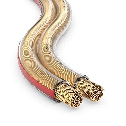 conecto Lautsprecherkabel OFC Professional UltraFlex 2x1,5mm² Kabel Querschnitt (99,9% OFC Vollkupfer 189x0,10mm Litze) HiFi Audio Lautsprecher Boxenkabel, 50m, transparent