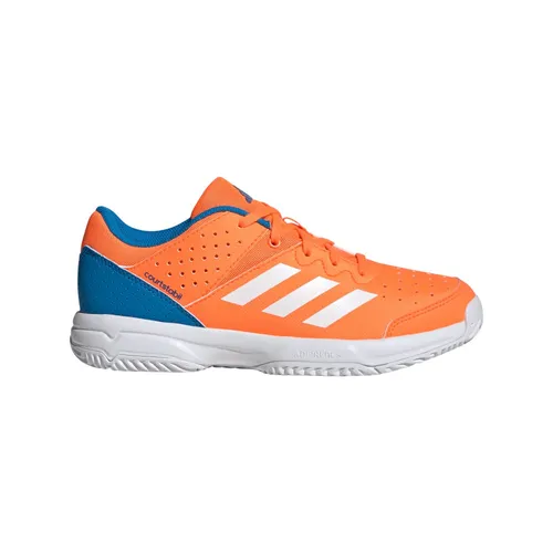 adidas Hallen-Indoorschuhe Court Stabil 2025 orange/blau Kinder, Größe 36 (4) - Sneaker für Kinder mit atmungsaktivem Mesh-Obermaterial, dämpfender EVA-Zwischensohle und abriebfester Gummiaußensohle für optimale Traktion auf dem Platz.
