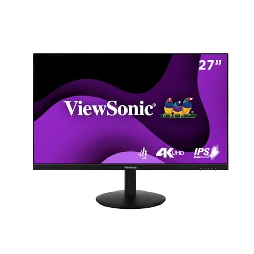 ViewSonic VG2708-4K 27 Zoll Monitor - 27 Zoll 4K UHD-Monitor mit SuperClear IPS-Panel und ergonomischen Einstellmöglichkeiten. HDR10 für lebendige Farben und hervorragenden Kontrast.
