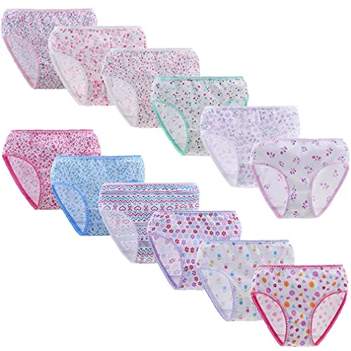 Yintry Bequeme Baumwollene Gemischte Kinder-Unterhosen Unterwäsche für Kleine Mädschen Höschen (Zufällig 12er-Pack)