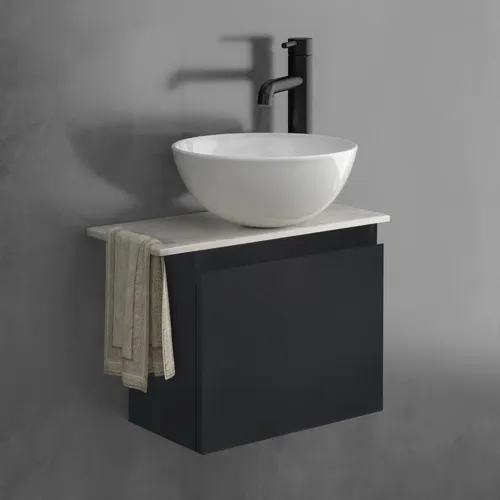 Alpenberger Waschbecken Set mit Unterschrank & Keramikplatte - Elegantes Badmöbel-Set mit 12mm italienischer Keramikplatte in Marmor-Optik und platzsparendem Unterschrank. Ideal für moderne Badezimmer und Gäste-WCs.
