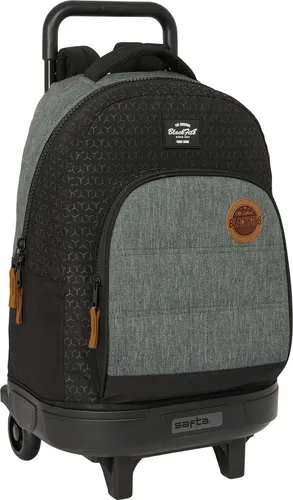 Schulrucksack mit Rädern BlackFit8 Old school Schwarz Grau 33 x 45 x 22 cm