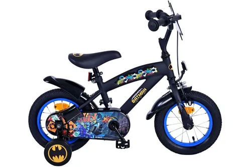 Zoll Batman Jungen Kinderfahrrad Schwarz 12 Zoll - Kinderfahrrad für 3-4,5 Jahre, mit coolen Batman-Motiven und stabilen Stützrädern für sicheres Fahren.
