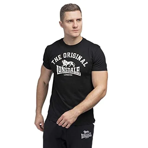 Lonsdale Unisex T-shirt slim fit origineel Langarmshirt, Schwarz, L EU