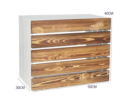 CHICCIE Holzkiste Langes Regal Weiß Geflammt 50x40x30cm - Kiste (1 St)