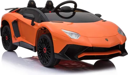 ES-TOYS Elektro Auto Lamborghini Aventador SV - Lizenziertes Elektrofahrzeug für Kinder mit 2 Motoren, Fernsteuerung und Ledersitz. Ideal für kleine Abenteurer, bis zu 6 km/h schnell und mit MP3-Funktion für maximalen Fahrspaß!