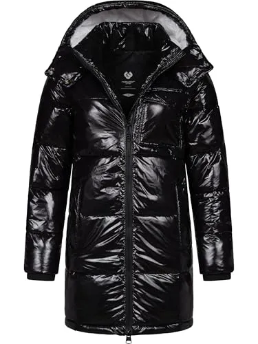 Ragwear Warmer Damen Wintermantel Roobie Long - Shiny Steppmantel mit Kapuze - Funktionsjacken: Eleganter, wasserabweisender Wintermantel mit glänzendem Material, ideal für kalte Tage und stylische Winter-Looks.