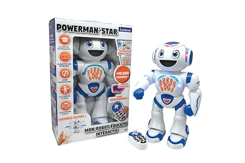 Lexibook, Powerman® Star, Ferngesteuerter Roboter, Sprechen und Gehen, programmierbar, für Kinder 4+, französische Version, Weiß/Blau, ROB85FR