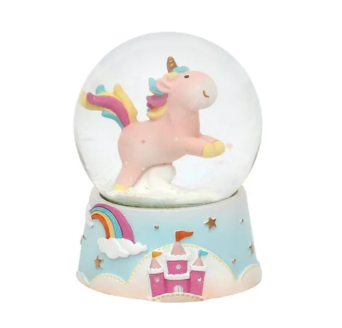 Dekohelden24 Schneekugel Schneekugel Einhorn in rosa (1 St), Maße H/B/Ø Kugel ca. 9 x 6,5 cm/ Ø 6,5 cm.