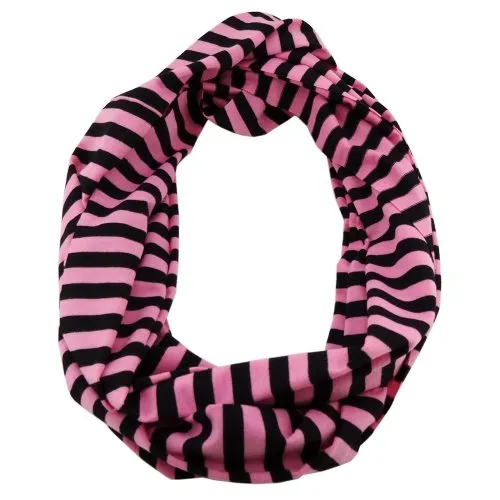 Loop Schal Schlauchschal Rundschal Tubeschal rosa schwarz gestreift - 164x27 cm