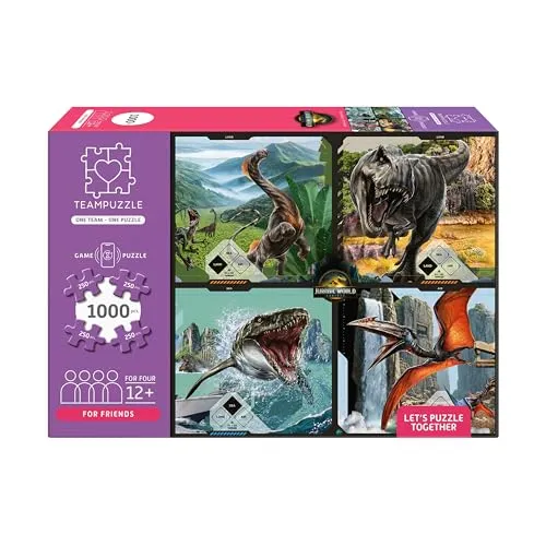 Jurassic World – Dinosaurier Puzzle – 1000 Teile | TEAMPUZZLE für Freunde | kostenlose App für Spieleabend | Puzzle für Erwachsene & Kinder ab 12 Jahren