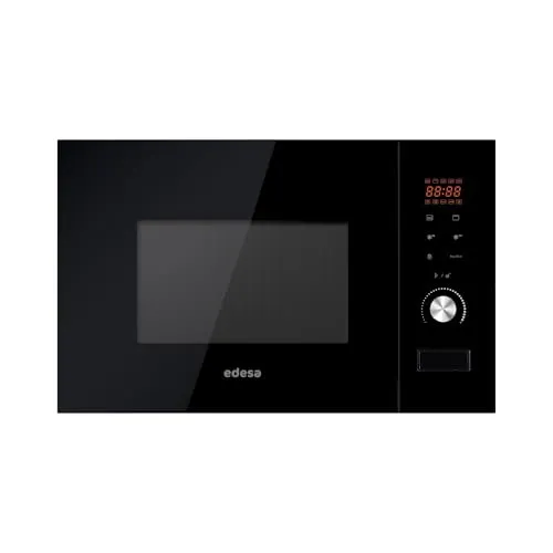 EDESA Mikrowelle EMW-2020-IG BK, Einbau, 20 l, 800 W und Grill, 1000 W, Innengehäuse aus Edelstahl, Auftau- und Heizfunktionen, Breite 59,5 cm, Schwarz