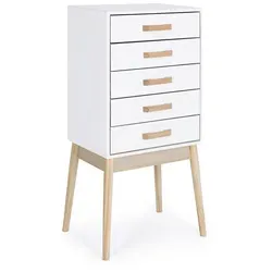 Ordinary Kommode aus Kiefernholz in Weiß, 5 Schubladen - Moderne Kommode für stilvollen Stauraum, ideal für Schlafzimmer, Wohnzimmer oder Flur. Zeitloses Design mit 5 Schubladen für Ordnung und ansprechende Dekoration.