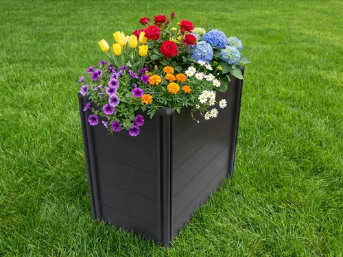 Konifera Hochbeet aus Kunststoff, anthrazit, 88,6cm x 77,4cm x 50cm