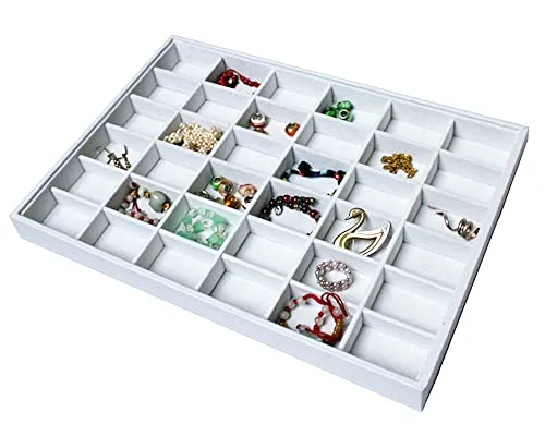 Vorlagebrett Schmuckkasten Schmucklade Schmuckdisplay Schaukasten mit 36 Fächer weiss